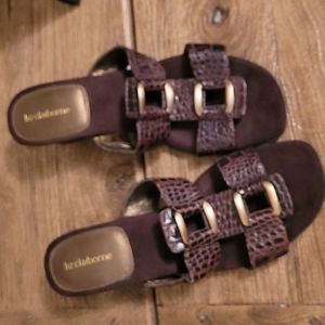 Chocolate brown with bronze buckle sandals